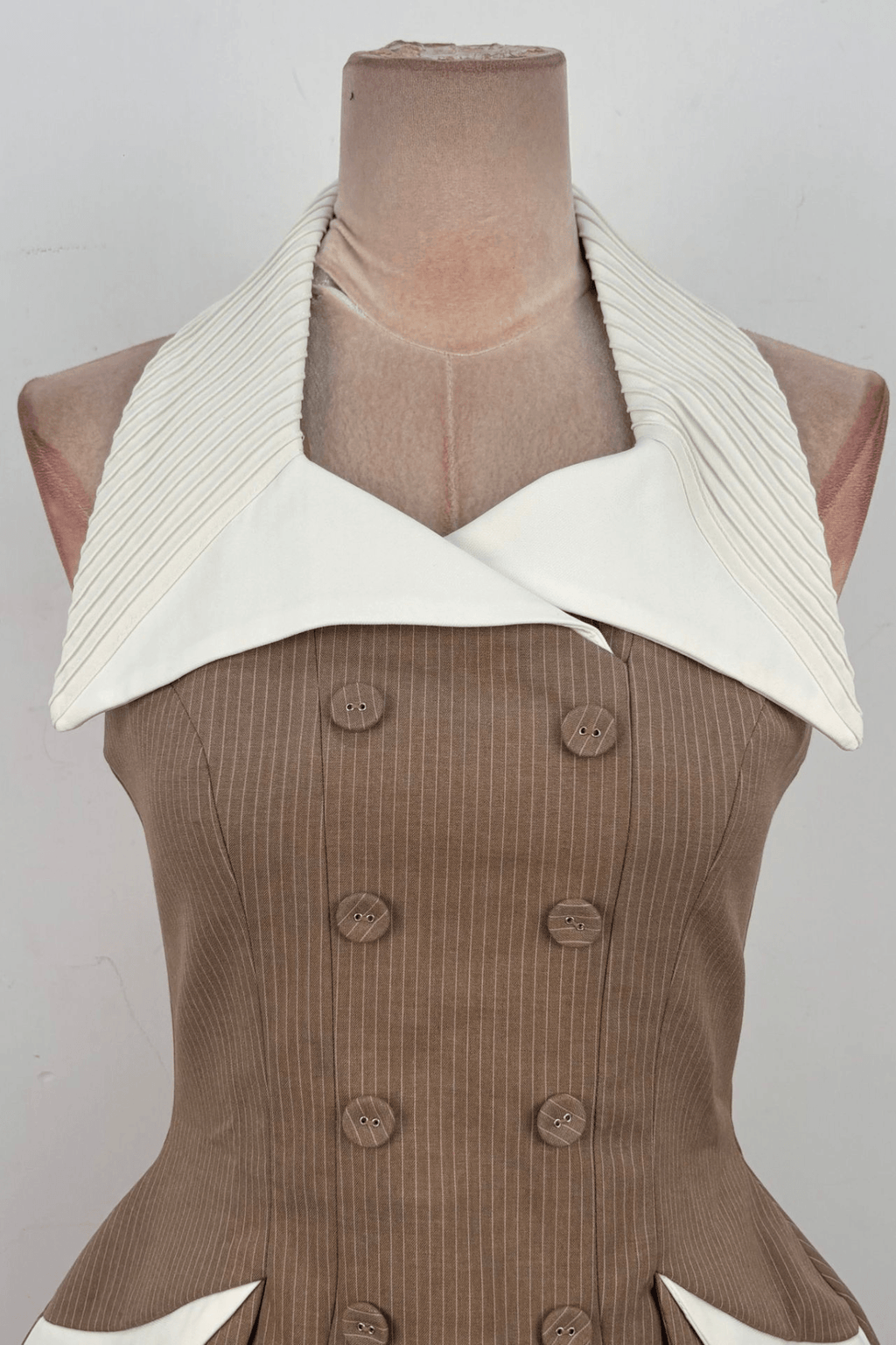 Halter Neck Contrast Collar Two Piece Set Mini Dress Avalabel