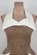 Halter Neck Contrast Collar Two Piece Set Mini Dress Avalabel