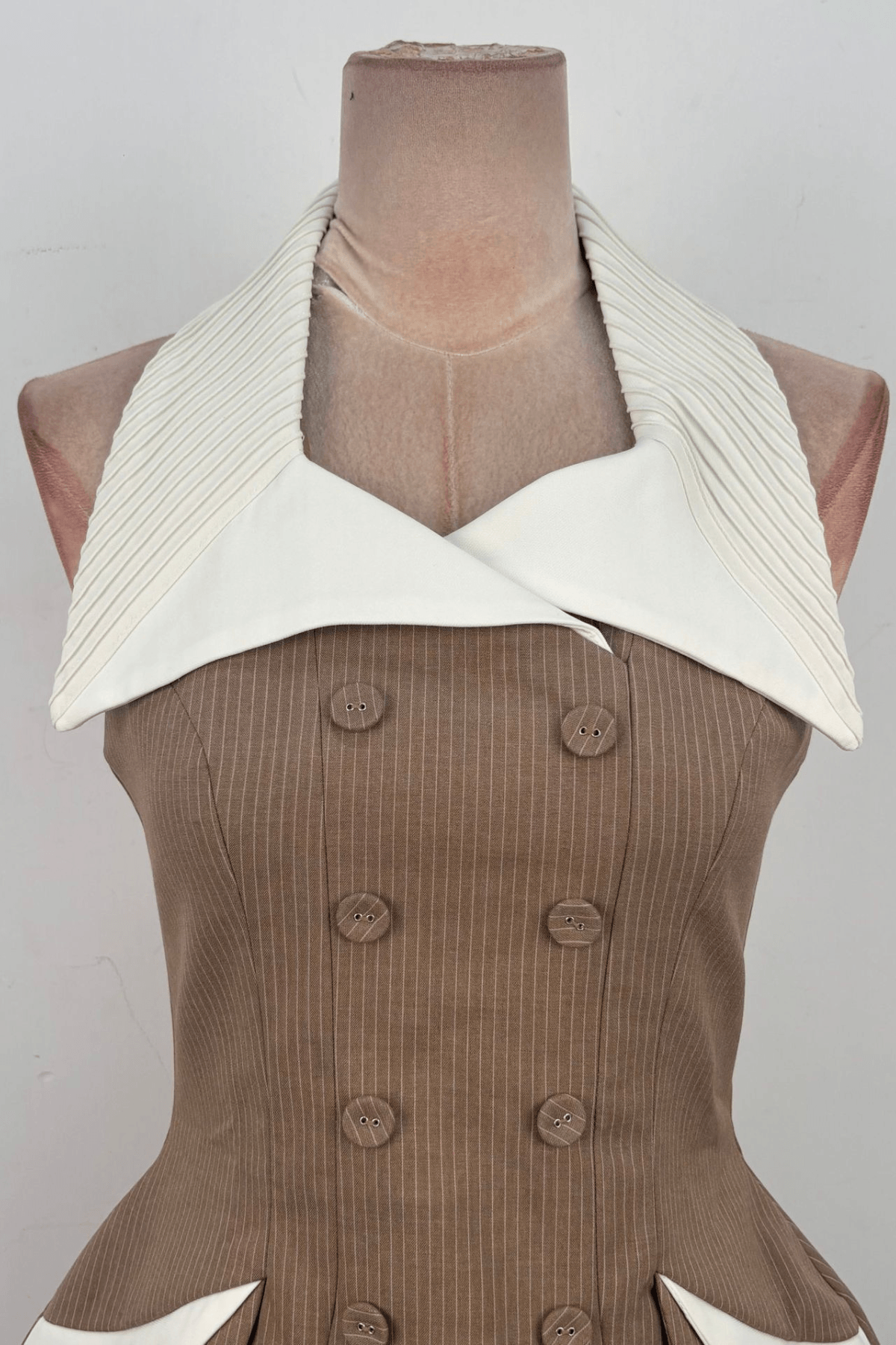 Halter Neck Contrast Collar Two Piece Set Mini Dress Avalabel