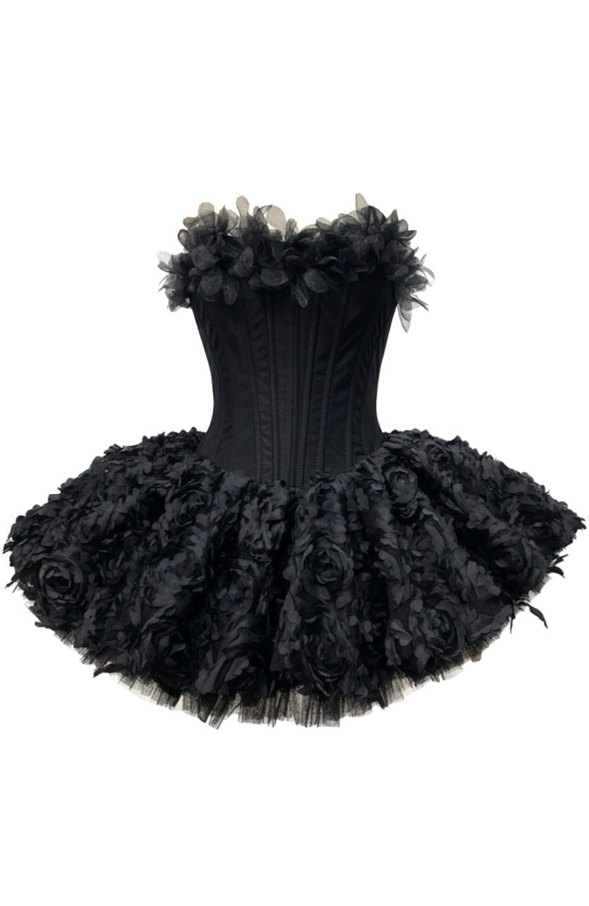 Strapless Petal Floral Corset A Line Dress Avalabel