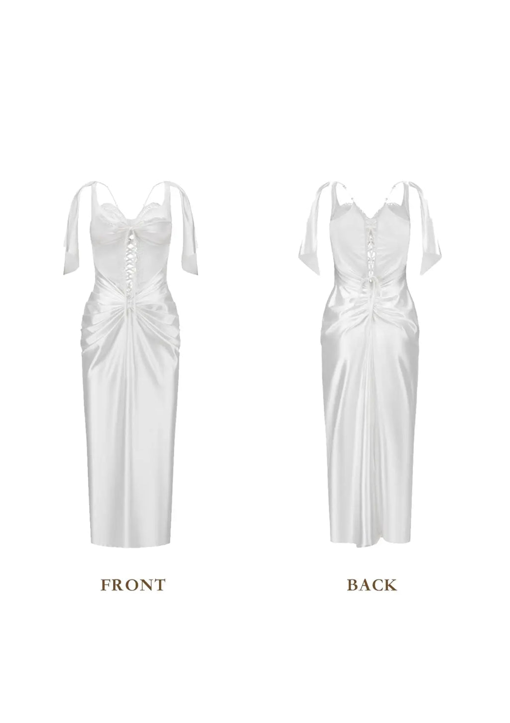 alexandra satin Corset Dress in white Avalabel