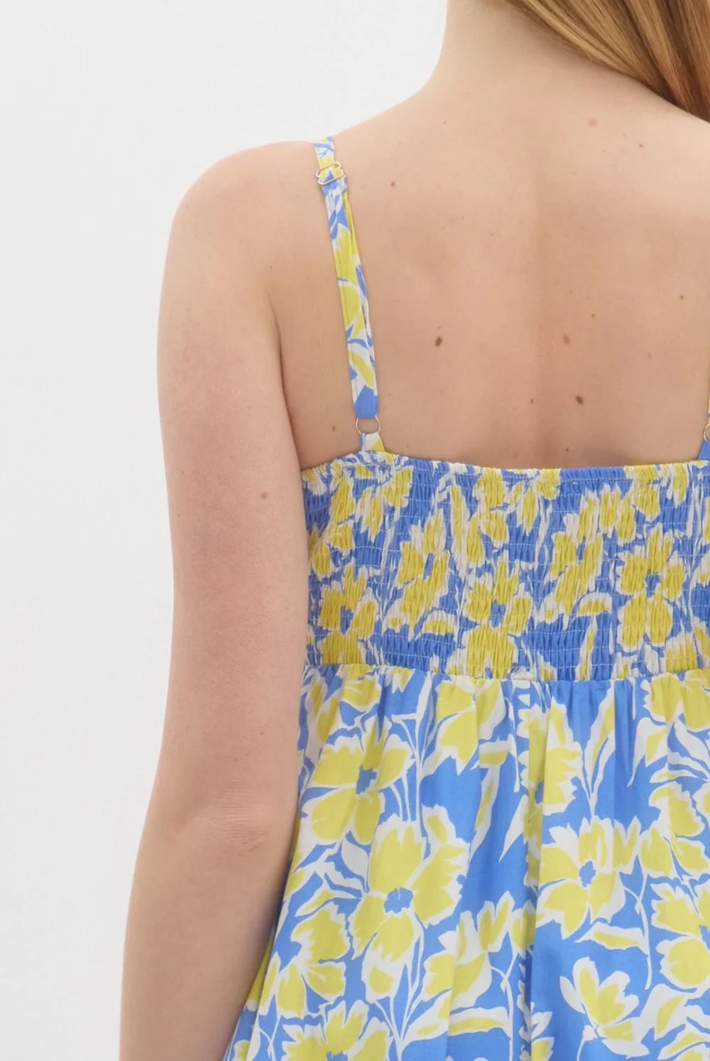 Wallis Floral Print HHollow Midi Dress in Blue