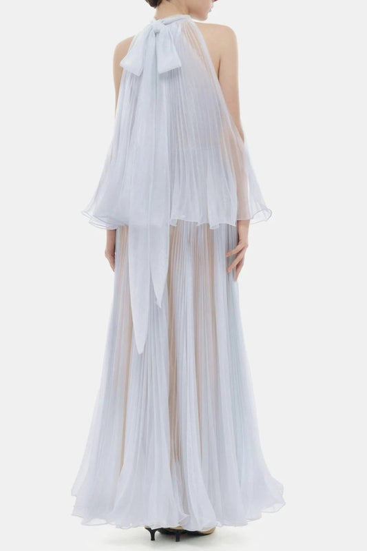 Belinda Violet Pleated Tulle Sleeveless Maxi Dress
