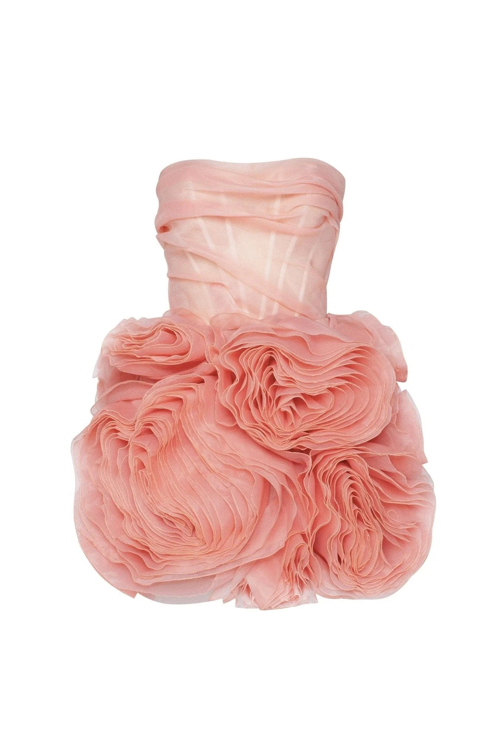 Georgia Appliquéd Organza Coral Mini Dress Avalabel