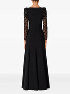 martha Mesh splicing beading diamond maxi dress in black Avalabel