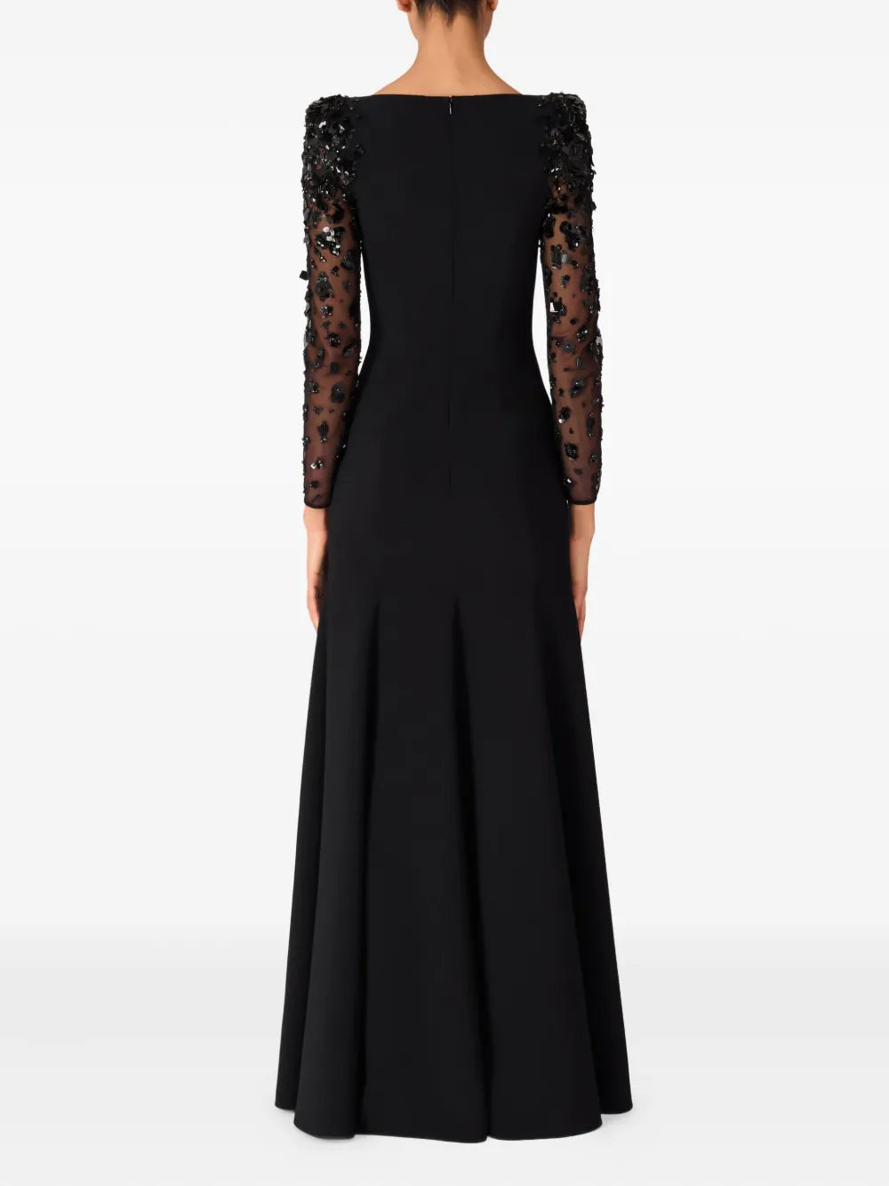 martha Mesh splicing beading diamond maxi dress in black