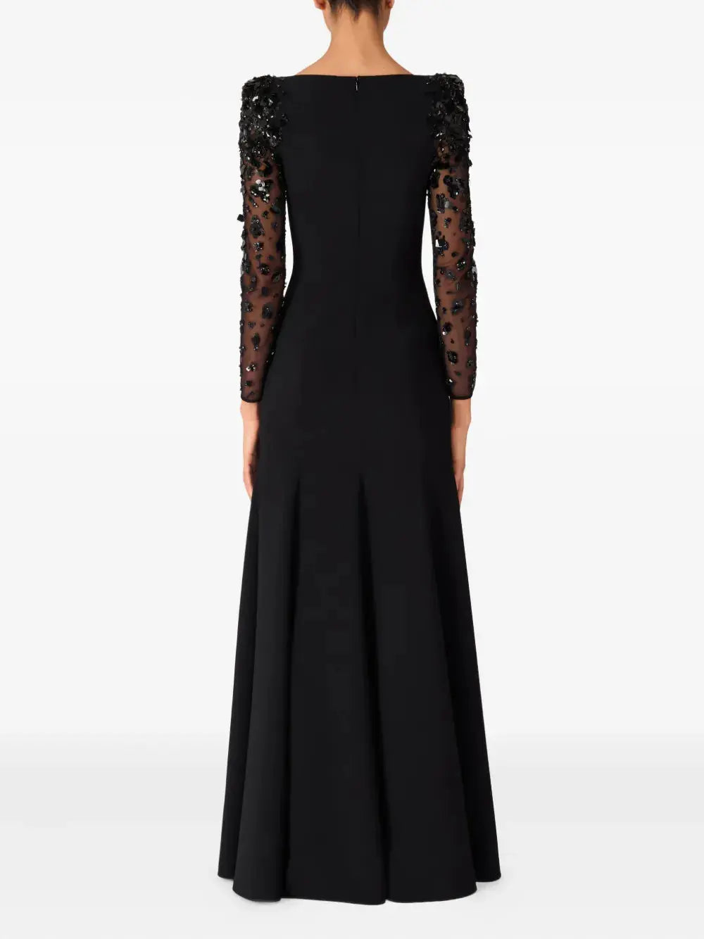 martha Mesh splicing beading diamond maxi dress in black Avalabel