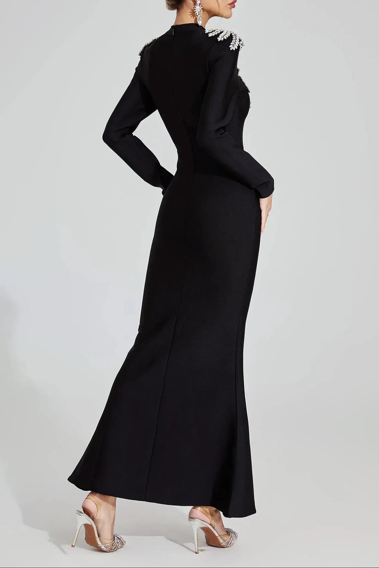 karen Black Diamond pattern Bandage maxi Dress Avalabel