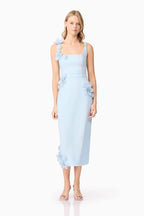Sabrina 3D Flower Midi Dress in Blue Soraya