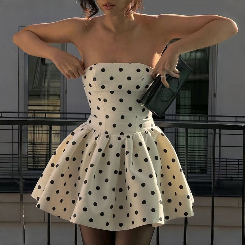 Lumi Dot Strapless Mini Dress Avalabel