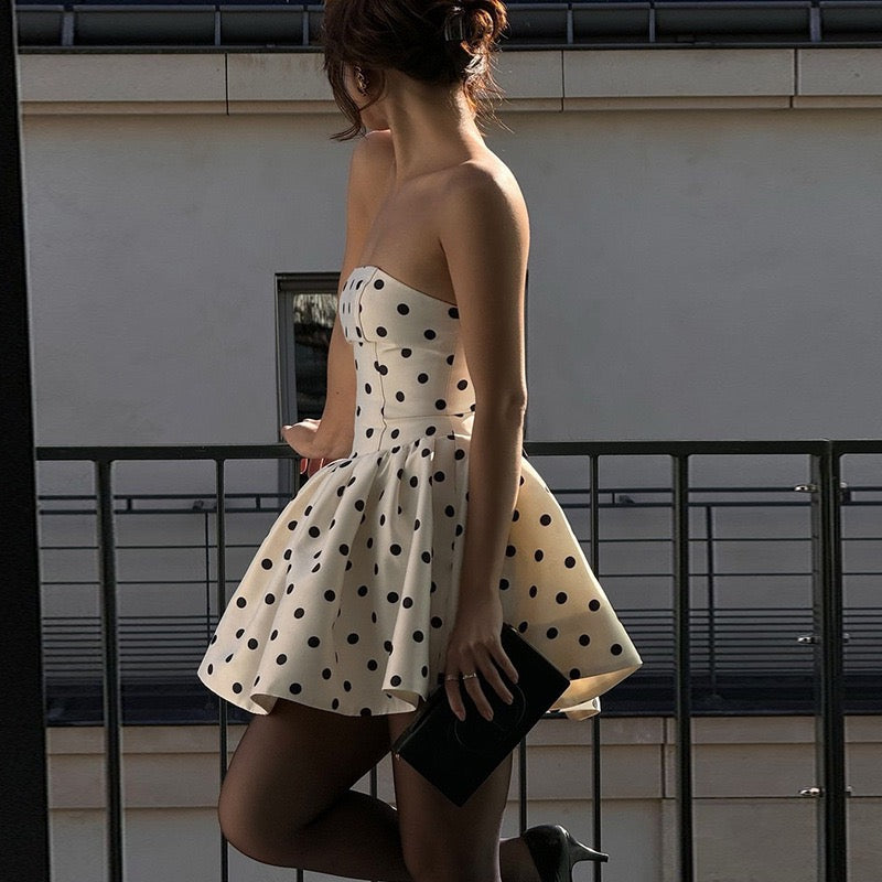 Lumi Dot Strapless Mini Dress Avalabel