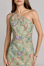 Carol Green Floral One Shoulder Embroidered Maxi Dress Avalabel