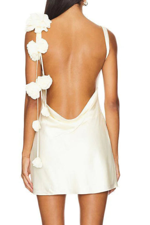 Cheryl 3D Flowers Sleeveless Mini Dress in White Avalabel
