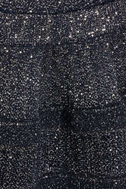 rebecca sequin stretch-knit mini dress in black