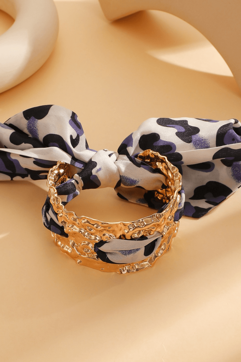 Leopard Silk Bow Textured Gold Bracelet Avalabel
