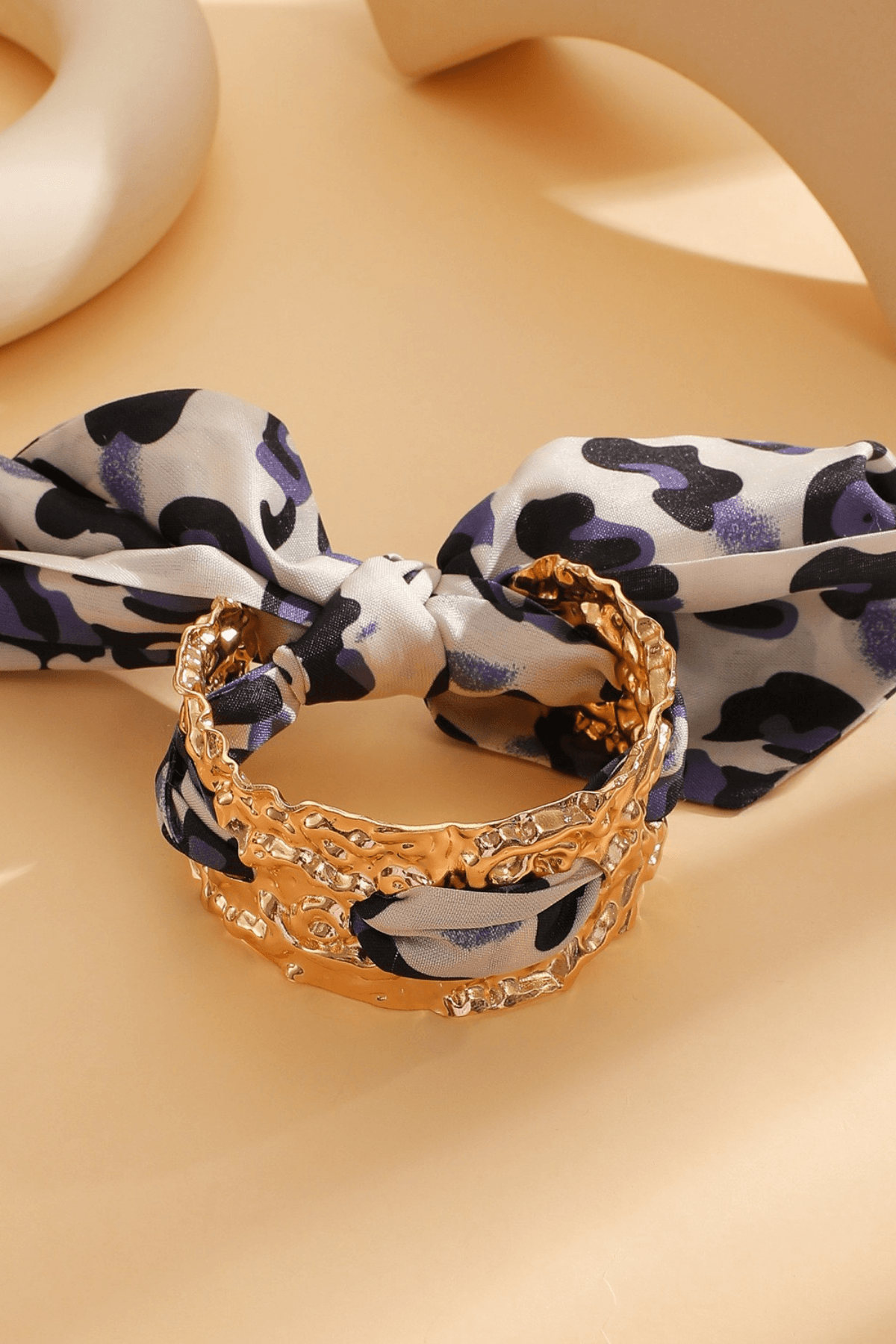Leopard Silk Bow Textured Gold Bracelet Avalabel
