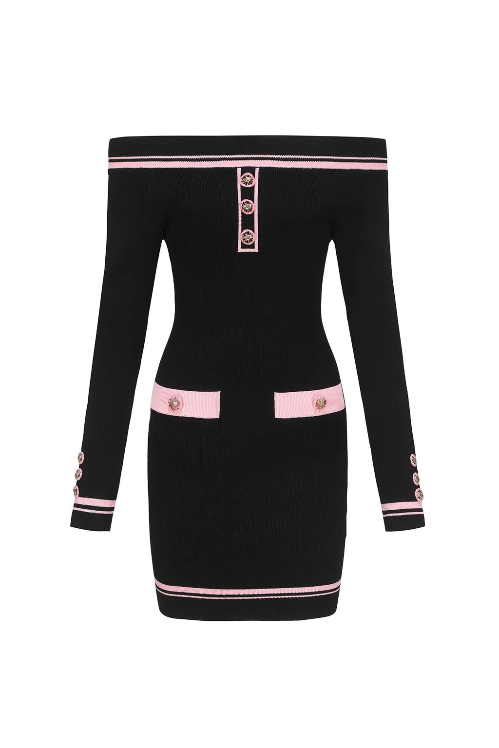 vanessa off-shoulder Knit mini Dress in black Avalabel