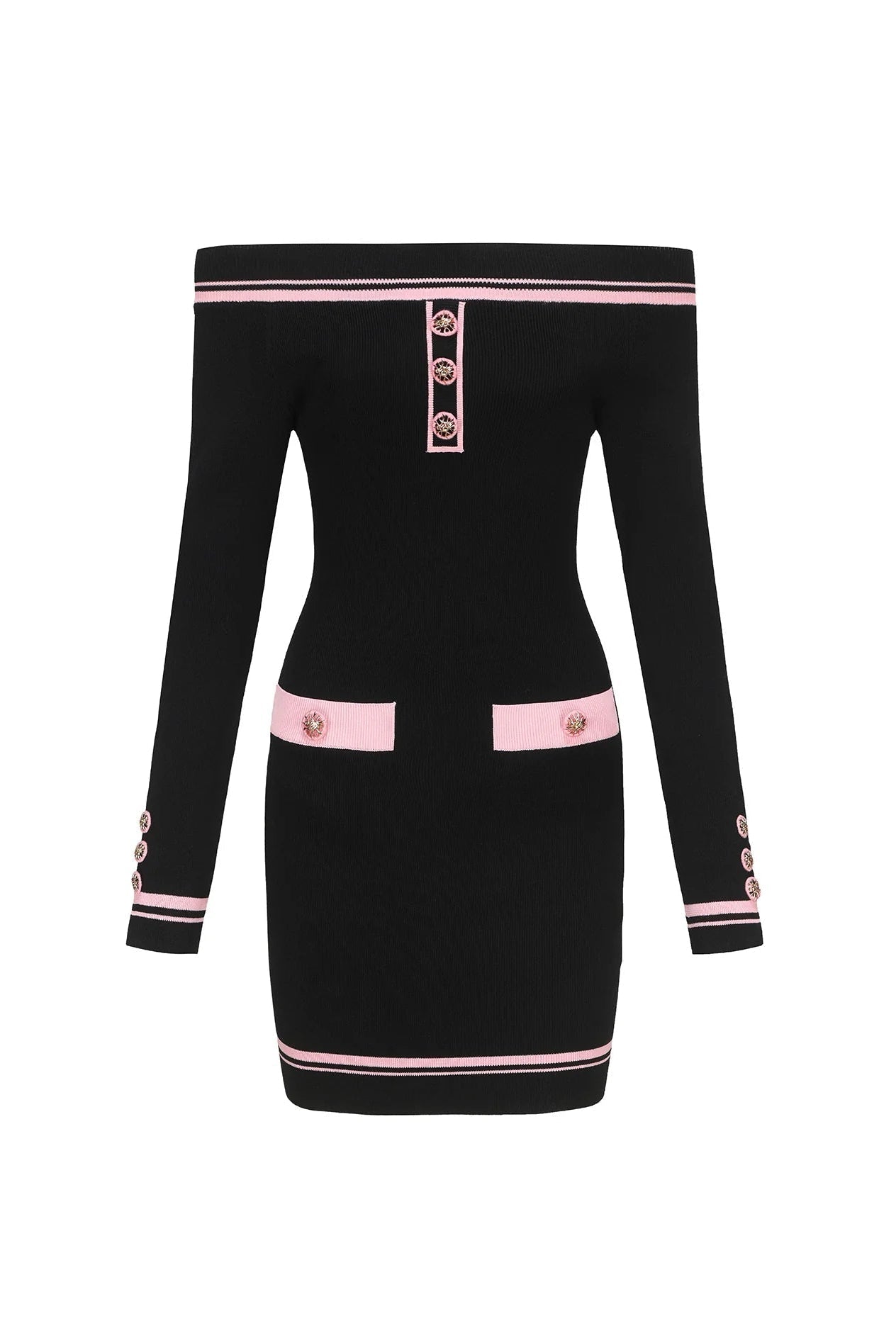 vanessa off-shoulder Knit mini Dress in black Avalabel