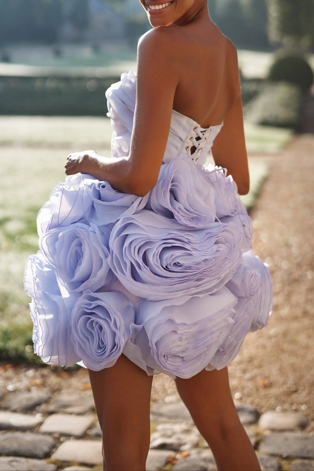Georgia Appliquéd Organza Lavender Mini Dress Avalabel
