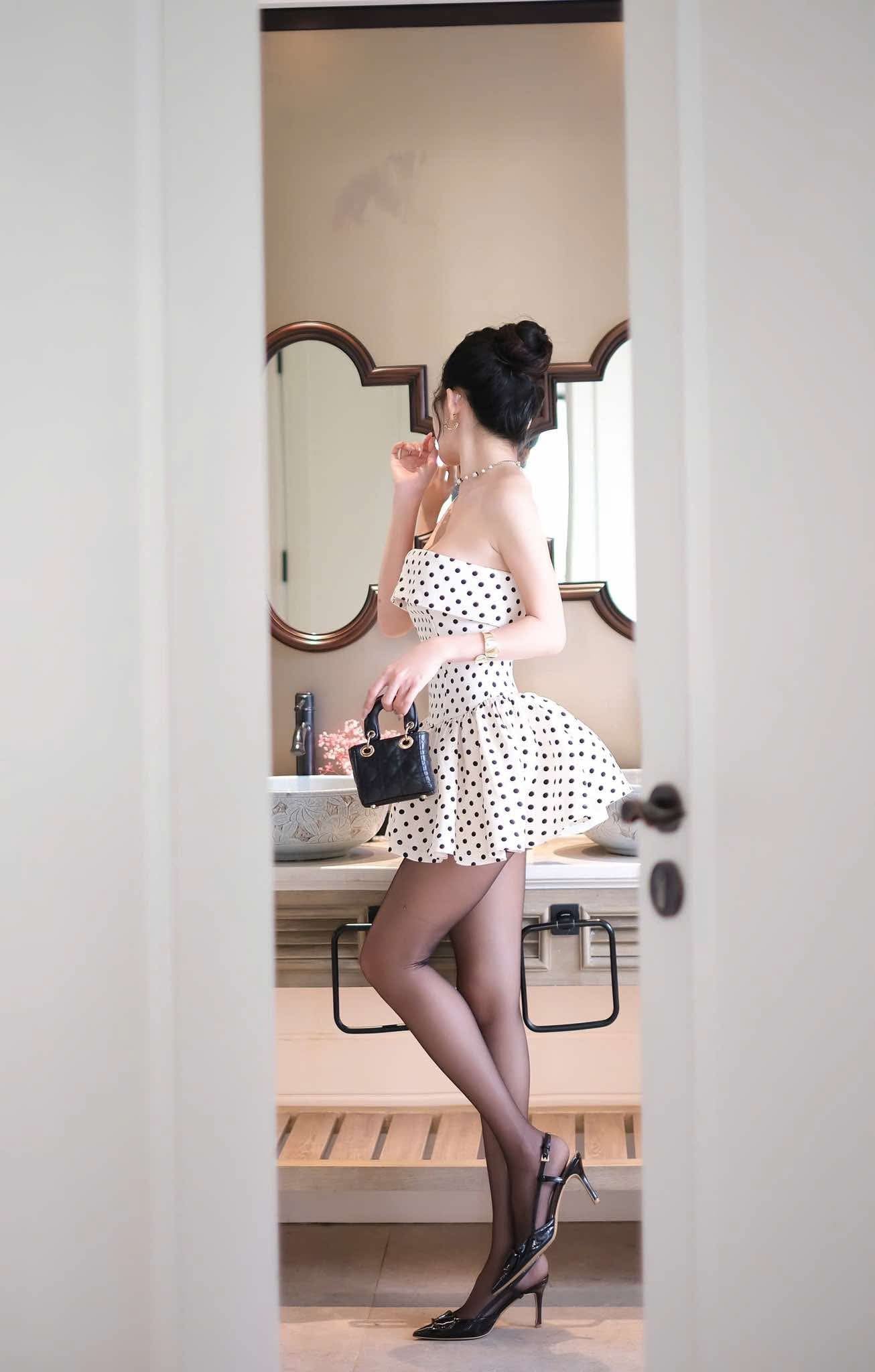 Lumi Dot Strapless Mini Dress