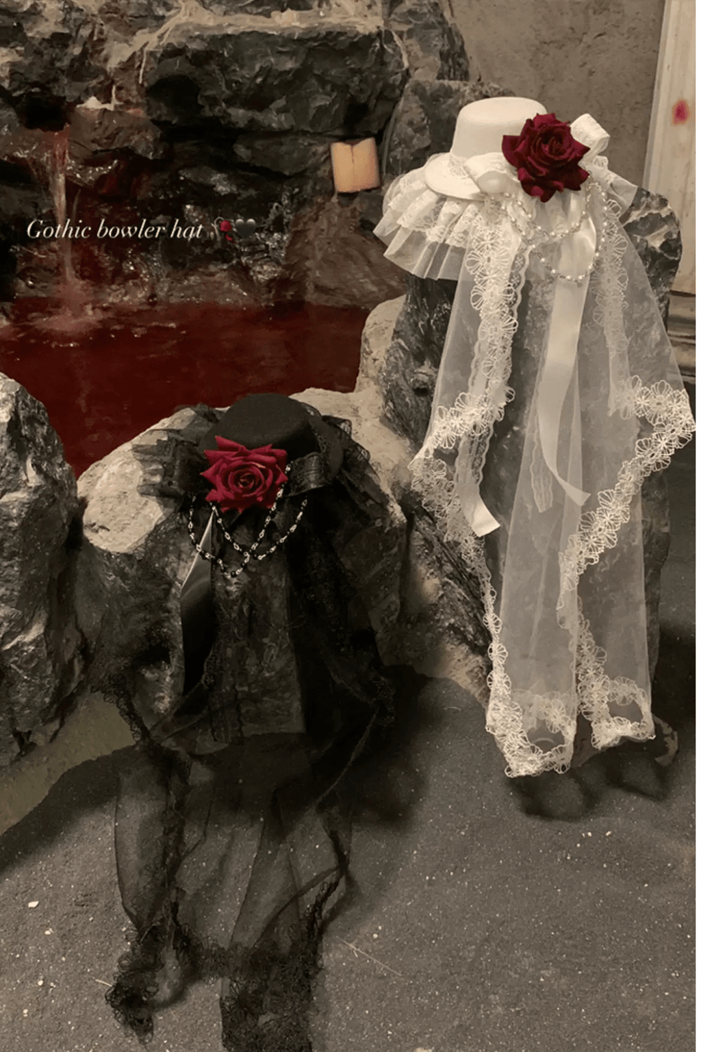 Gothic Top Hat with Lace Veil Avalabel