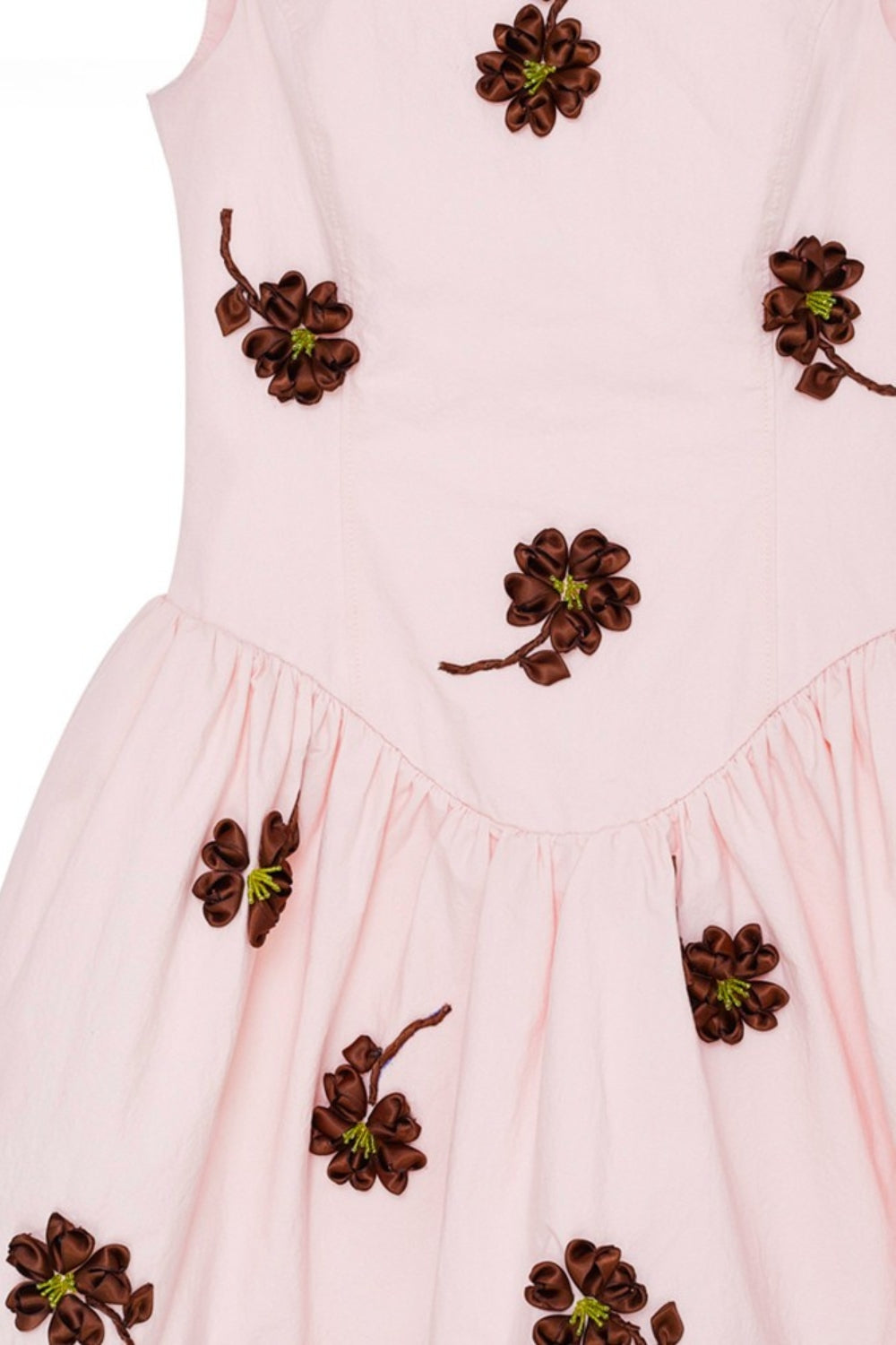 Vivien Flower Embellished Puffy Mini Dress in Pink Avalabel