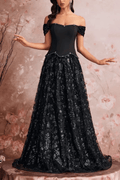 Bailey Elegant Off Shoulder Lace Floral Evening Dress Avalabel