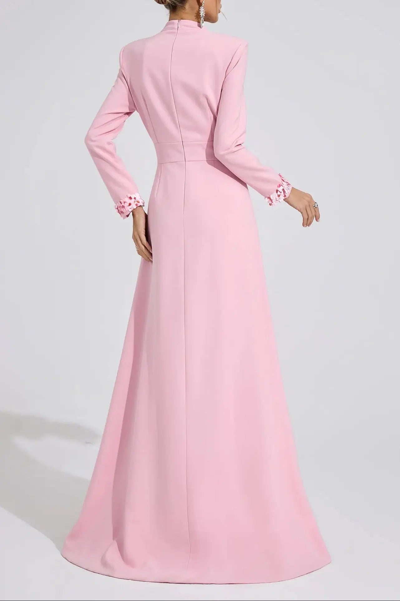 Shirley Light Pink Rhinestone Cutout Mermaid Maxi Dress Avalabel