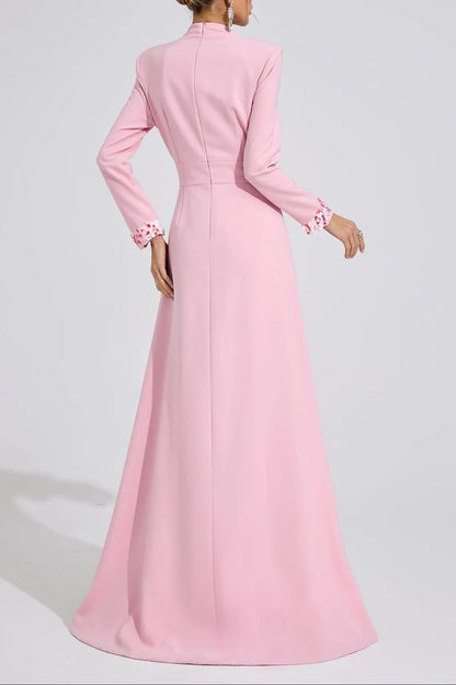 Shirley Light Pink Rhinestone Cutout Mermaid Maxi Dress