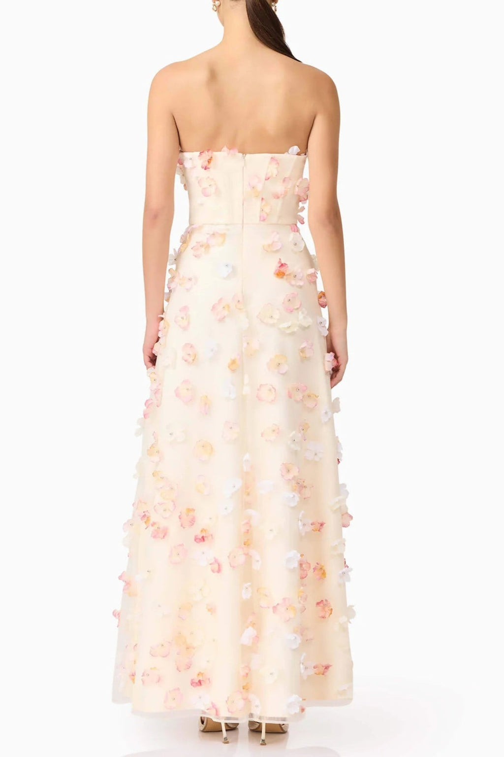 Off-Shoulder Embroidered Maxi Dress in Apricot Avalabel