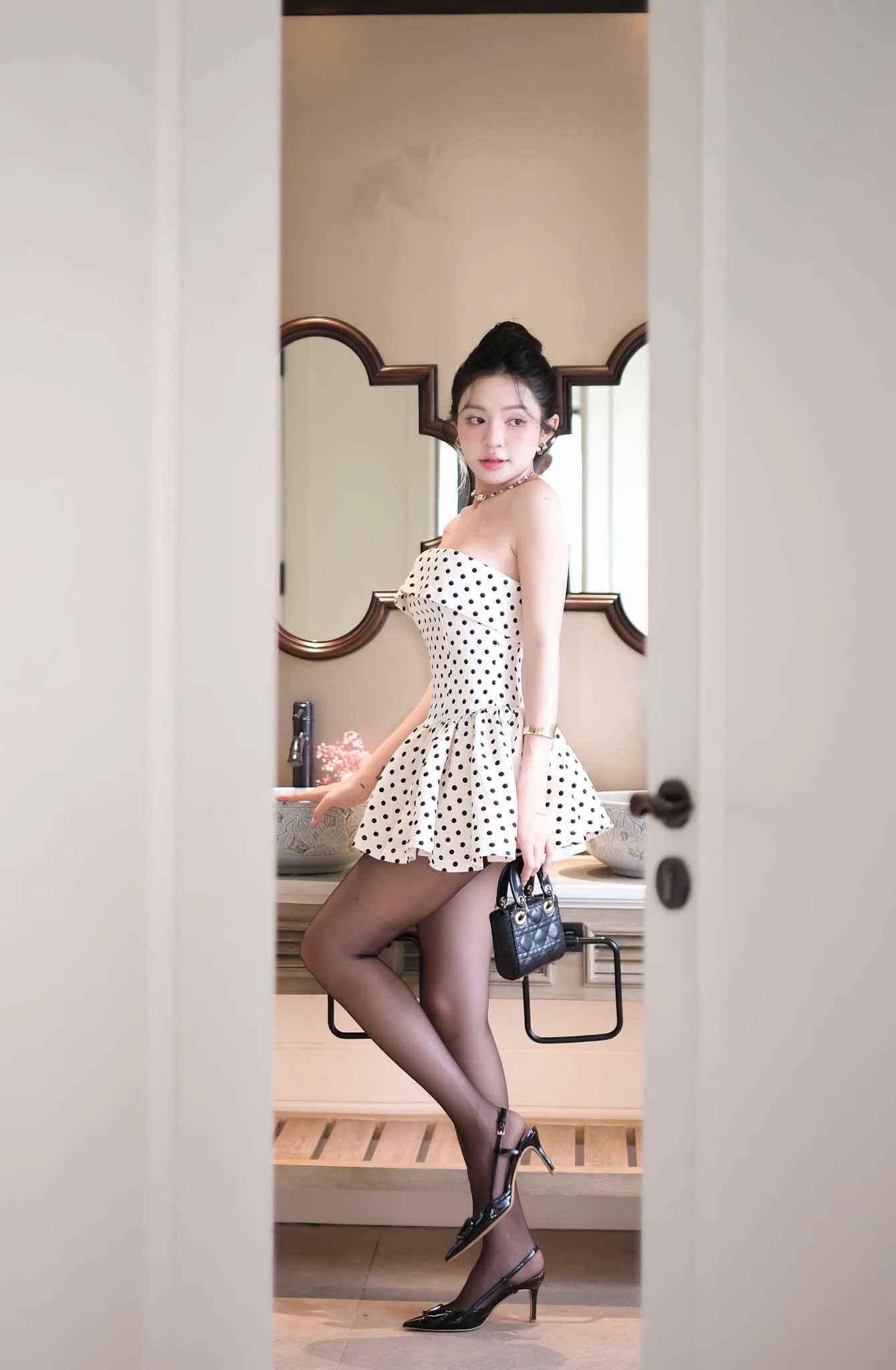 Lumi Dot Strapless Mini Dress Avalabel