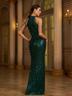 Cold Shoulder Beads Chain Cocktail Dress Avalabel
