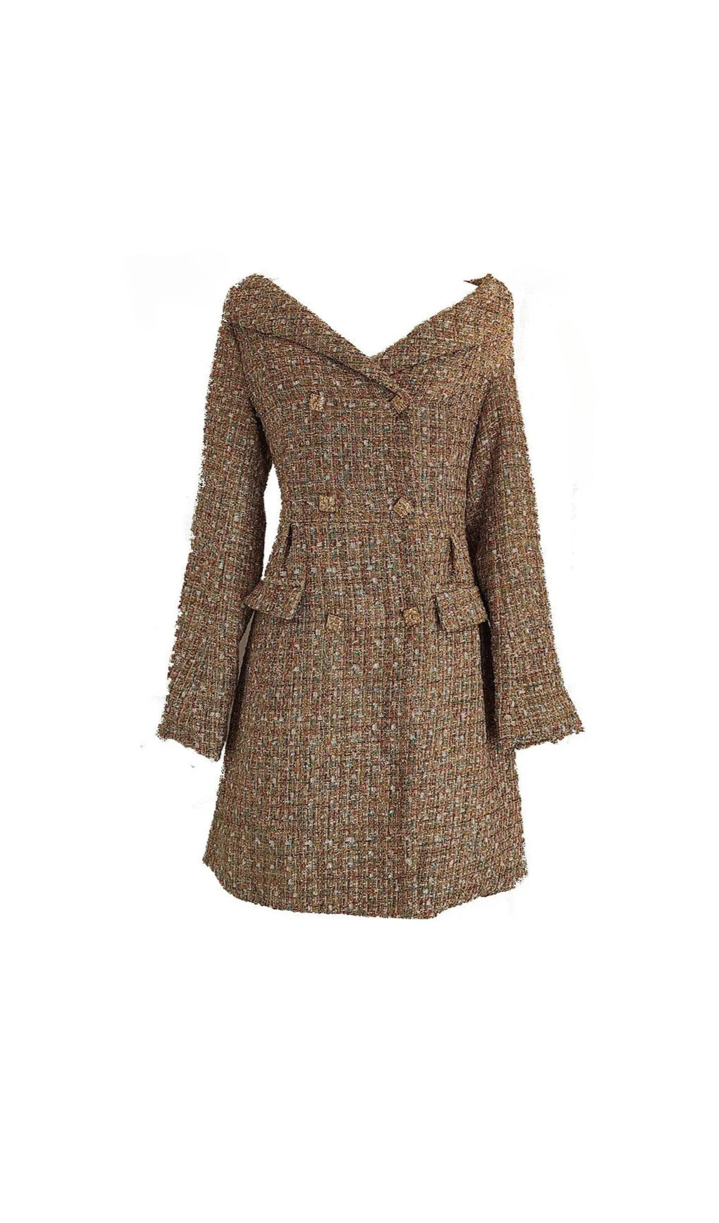 GOLD TINSEL BOUCLE OFF SHOULDER MINI DRESS Avalabel