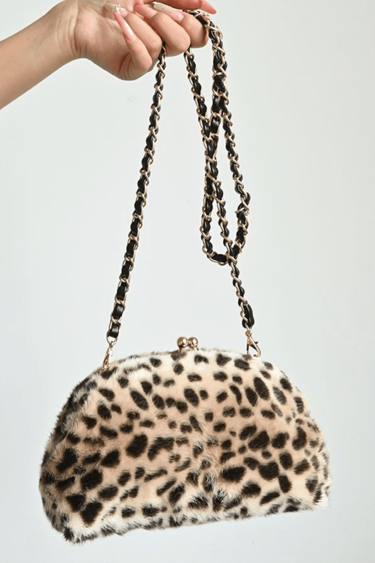 Leopard Print Faux Fur Clutch Avalabel