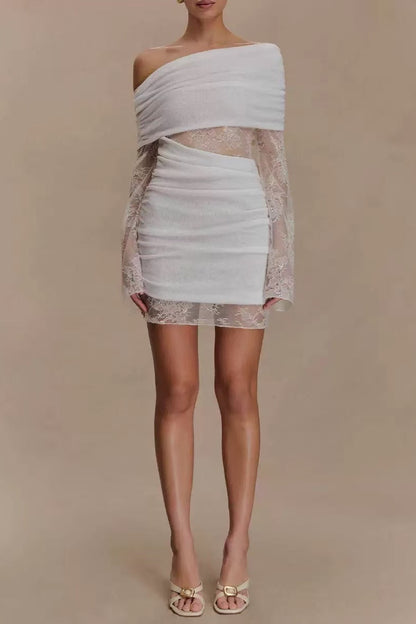 White off-shoulder dress with lace 