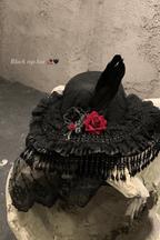 Gothic Wide Brim Lace Hat with Tassels Avalabel