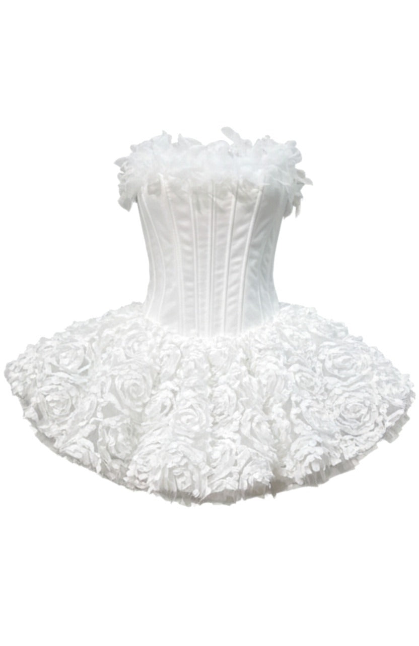 Strapless Petal Floral Corset A Line Dress Avalabel