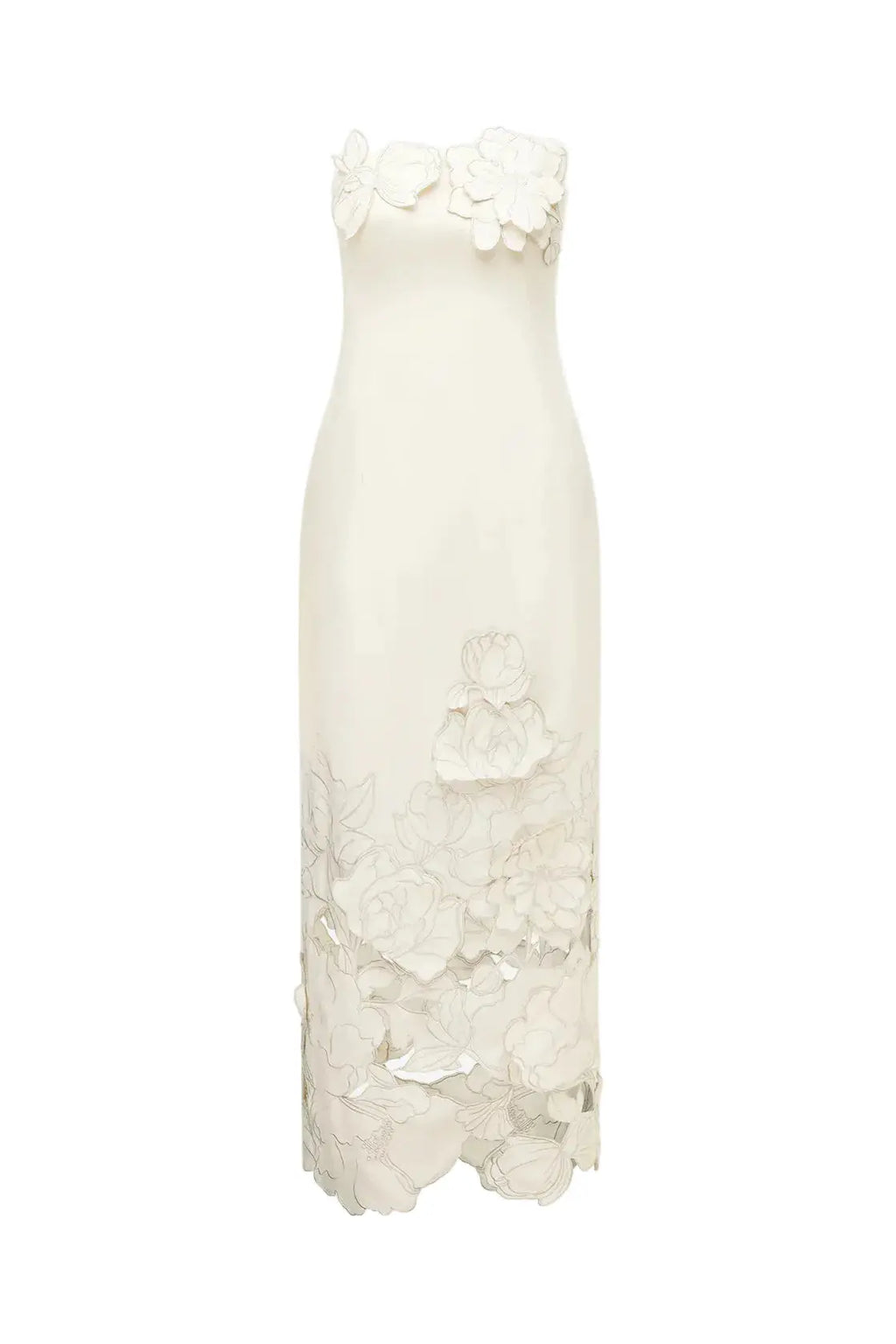 louise Appliqué Bustier Maxi Dress in white Avalabel