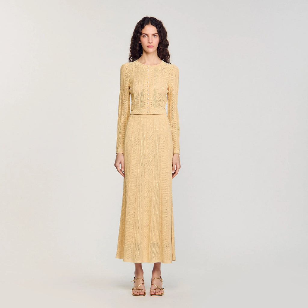 tiffany knit top maxi skirt in yellow Avalabel