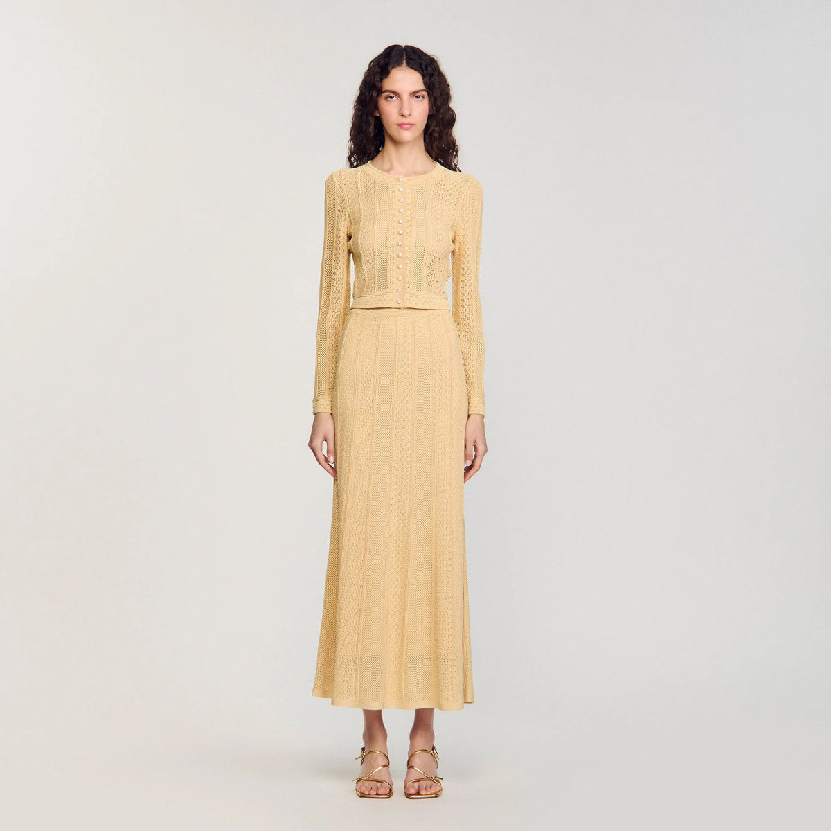 tiffany knit top maxi skirt in yellow Avalabel