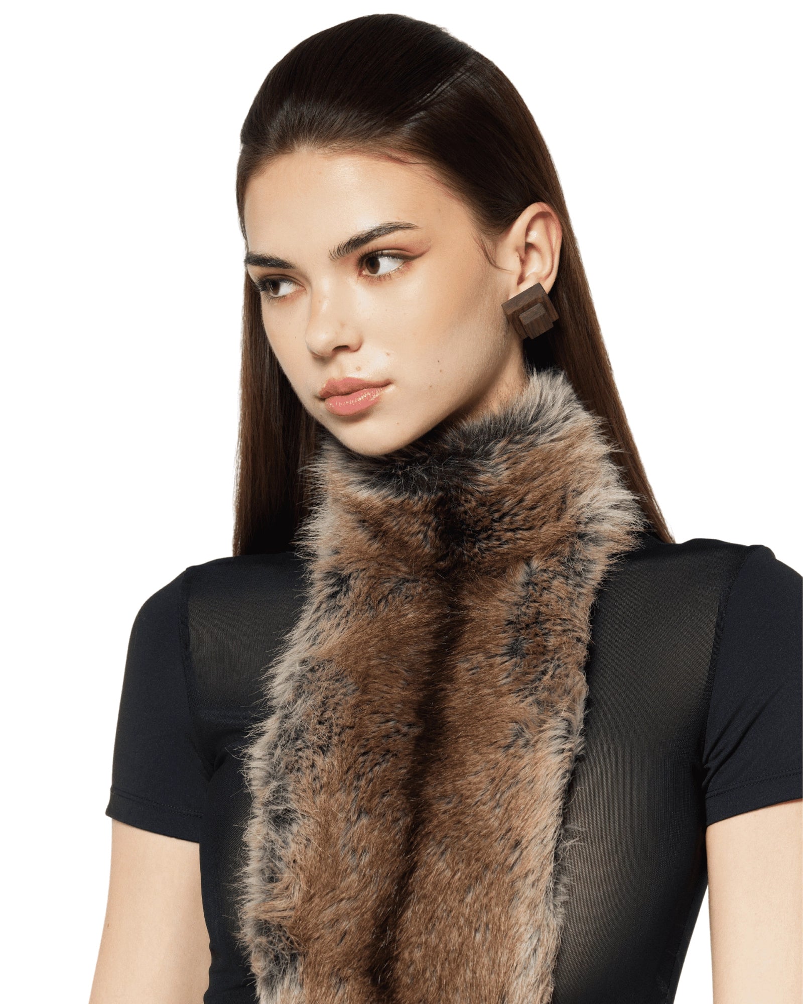 elma furry embellished Turtleneck Bodysuit in black Avalabel