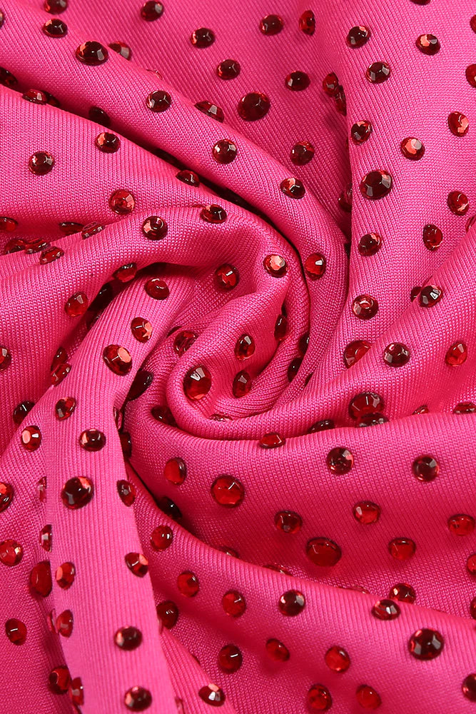 Claire Crystal Embellished Cutout Maxi Dress in Rose Red Avalabel