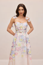 Emily Floral Printed Strap Corset Maxi Dress Avalabel