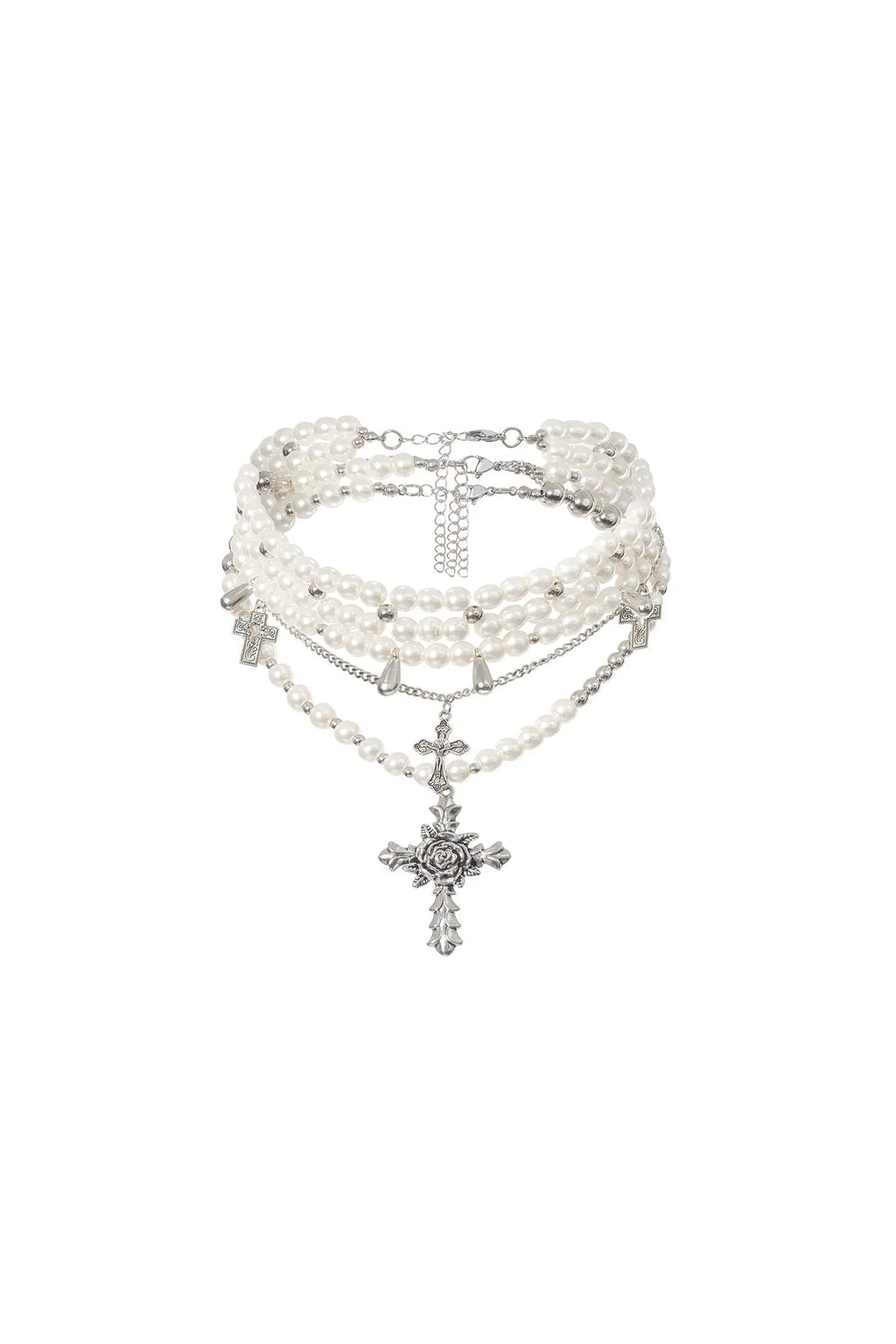 Julia Triple Pearls Cross Necklace Avalabel