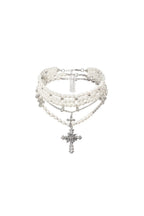 Julia Triple Pearls Cross Necklace Avalabel