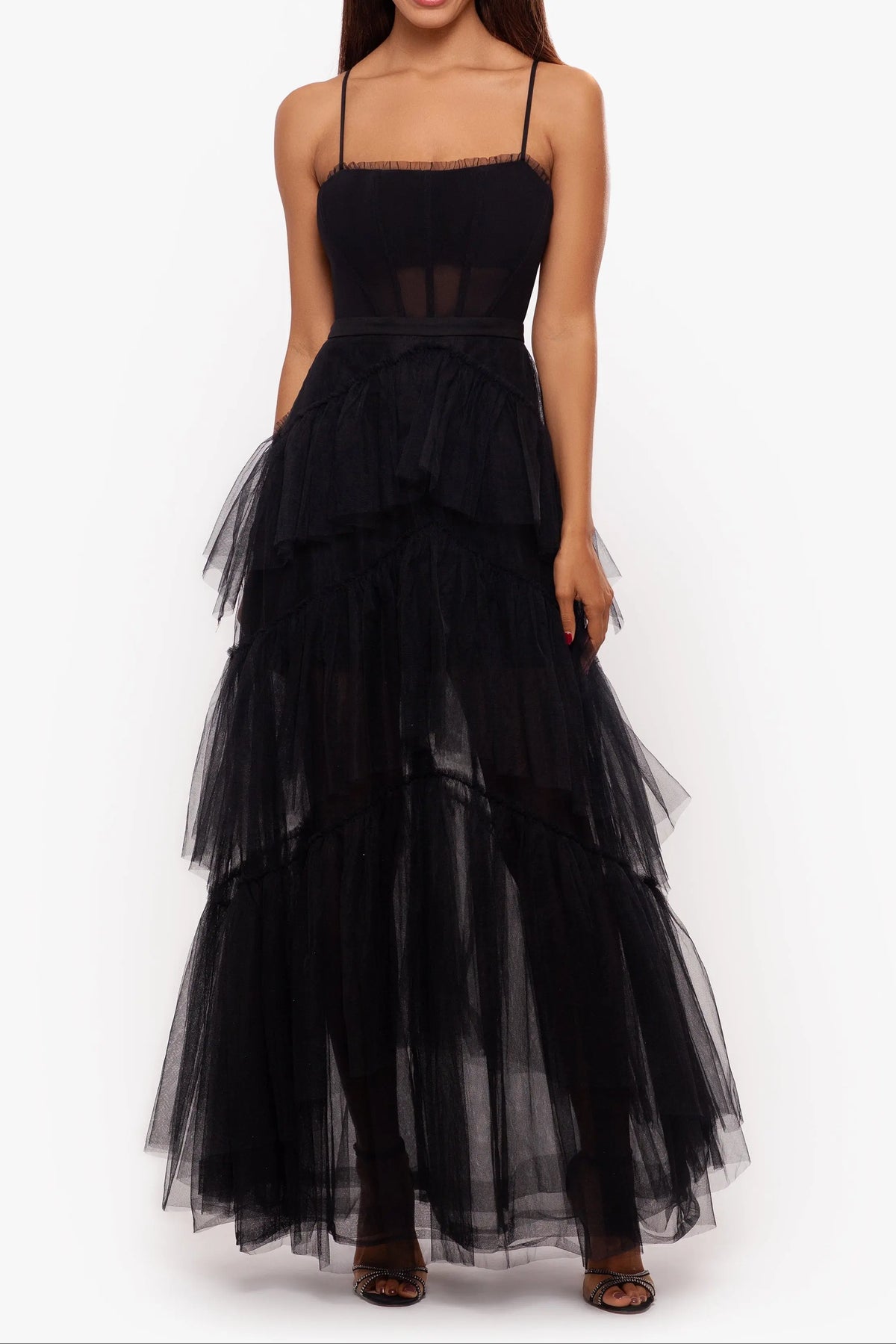 Jasmine Spaghetti Strap Mesh Corset Gown Avalabel