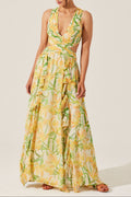 Alyssa Ruffle Floral Cutout Maxi Dress in Yellow Avalabel