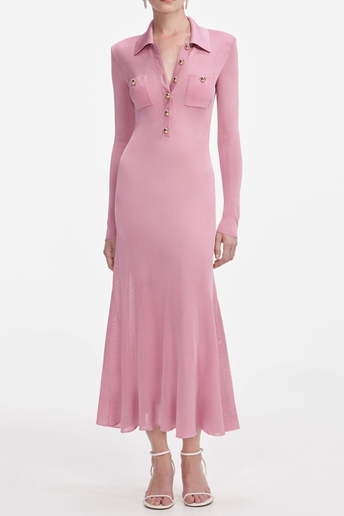 dominic Pink Viscose Knit Midi Dress Avalabel