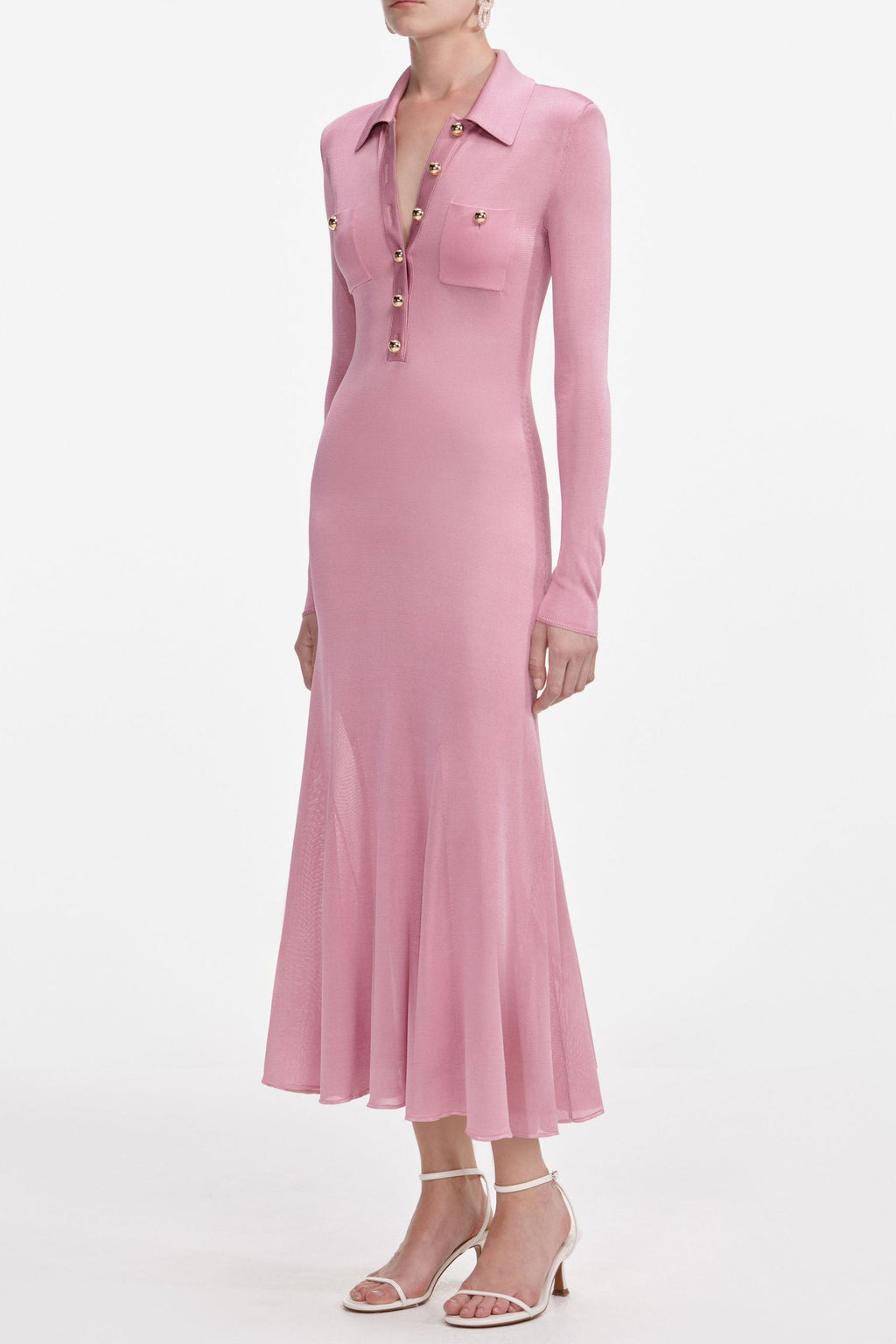dominic Pink Viscose Knit Midi Dress Avalabel
