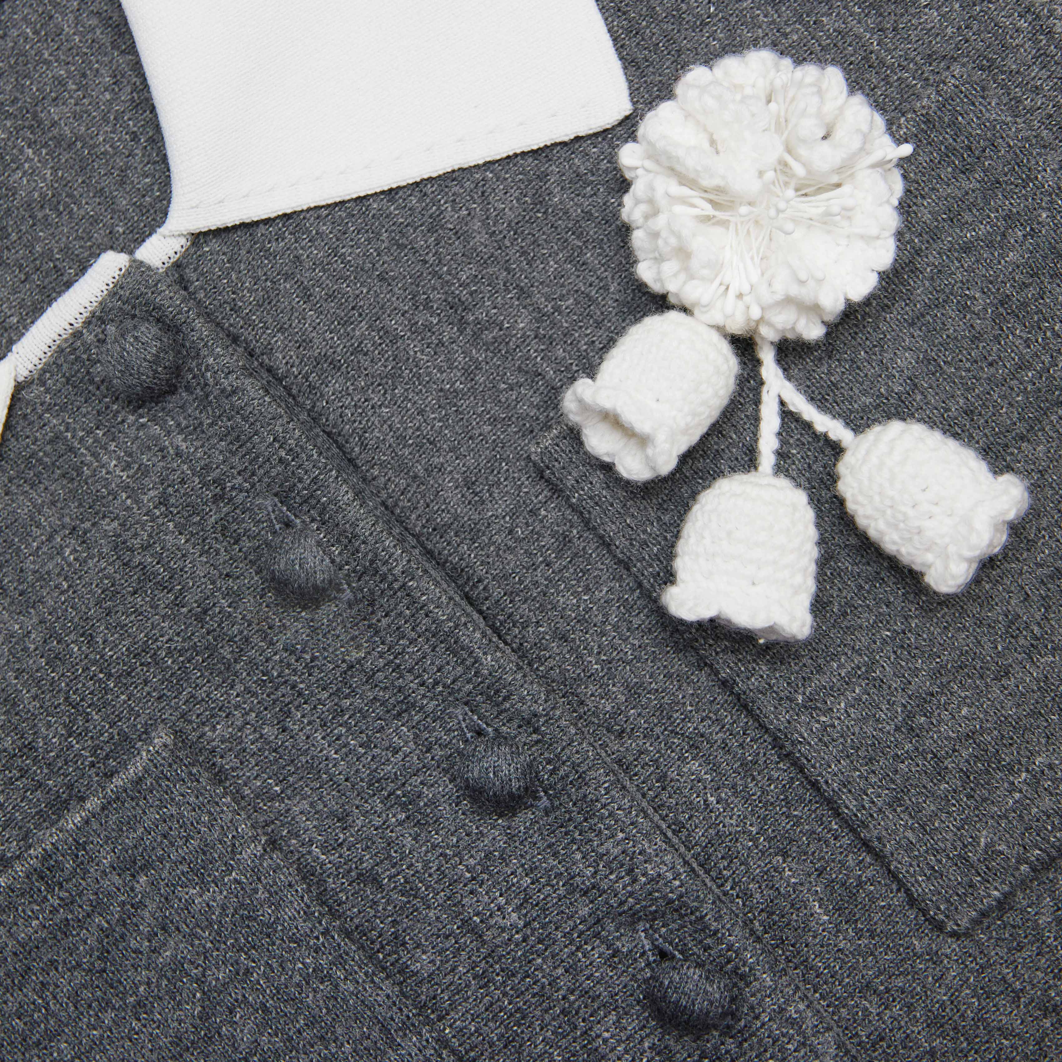 Winni Grey Crochet Flower Collared Knit Mini Dress Avalabel